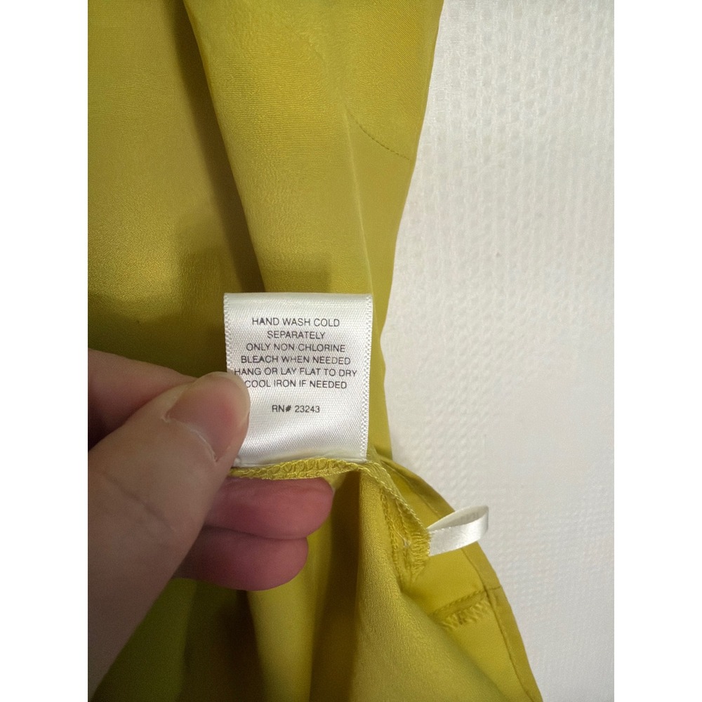 New York & Company Chartreuse Yellow Ruffle Petal Neck Sleeveless Blouse Small - Picture 7 of 10